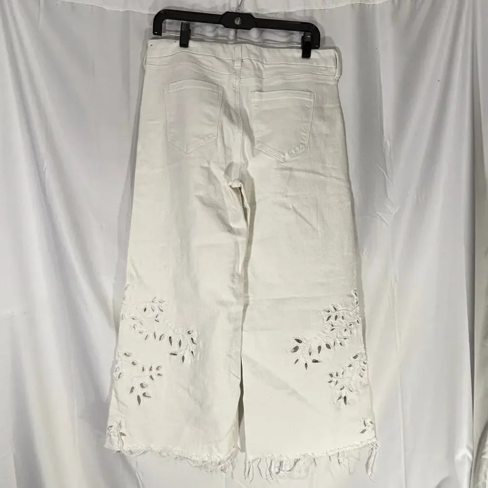 Liverpool Stride High Rise Wide Leg Crop Jeans White Eyelet 10/30 - Picture 3 of 6